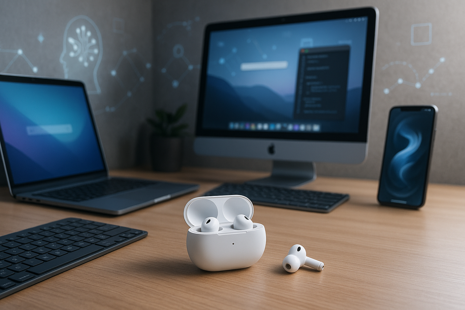 Photorealistic technology image inspired by the article: Apple διορθώνει σοβαρό κενό ασφαλείας στα Beats Studio Buds το 2025