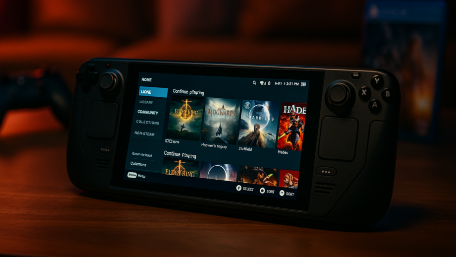 Photorealistic technology image inspired by the article: Η νέα gaming UI του Steam στο Bazzite ξεπερνά το Xbox Mode της Microsoft