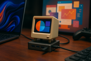 Mini οθόνη 3,5 ιντσών με retro αισθητική και USB hubs σε προσφορά