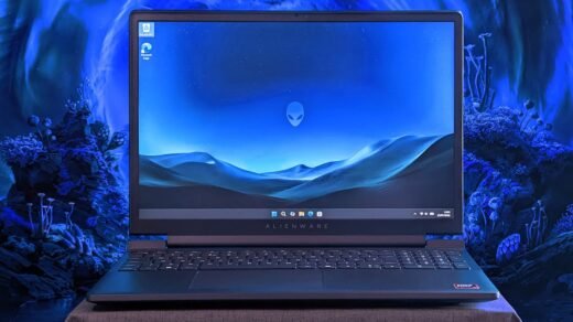 Photorealistic technology image inspired by the article: Alienware 15 με RTX 5050: entry-level gaming laptop με αμφίβολη αξία.