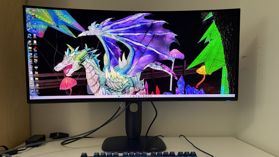 Photorealistic gaming image inspired by the article: Alienware AW3426DW: OLED gaming οθόνη με premium χαρακτηριστικά σε προσιτή τιμή.