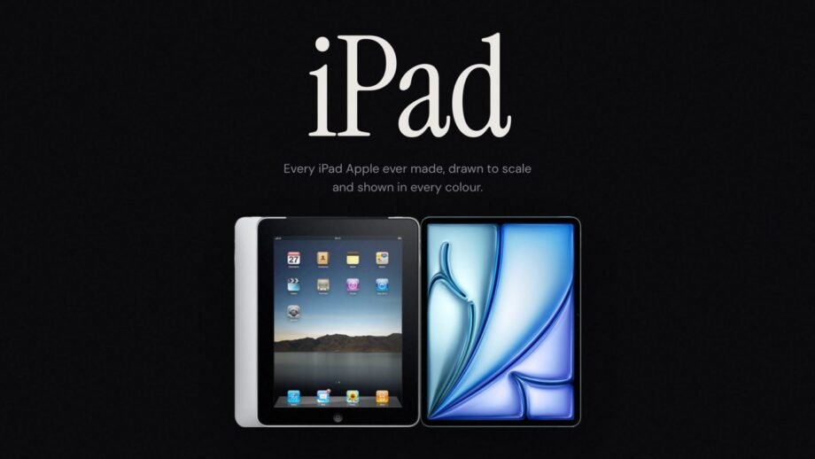 Photorealistic technology image inspired by the article: Ανακαλύψτε κάθε iPad που κυκλοφόρησε η Apple από το 2010 σε διαδραστικό χρονολόγιο.