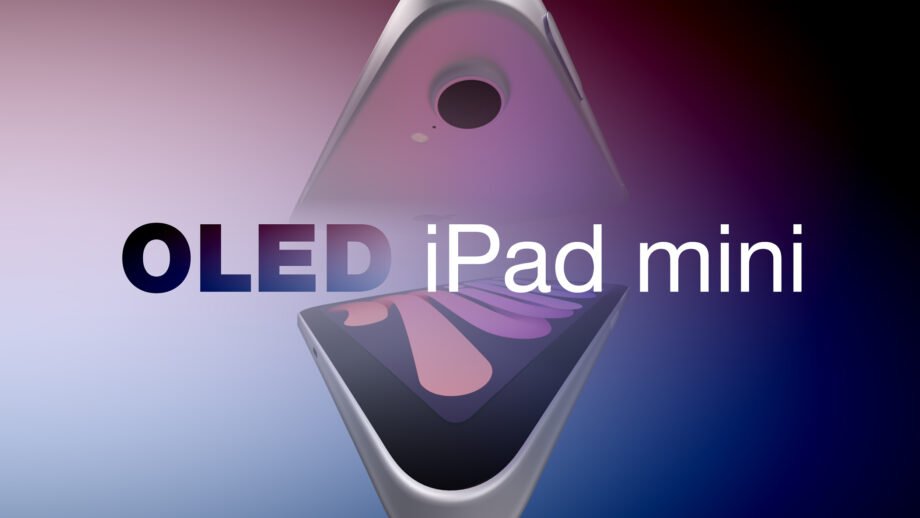 Photorealistic technology image inspired by the article: Το νέο OLED iPad mini θα έχει οθόνη 8,4 ιντσών και ρυθμό ανανέωσης 60Hz.